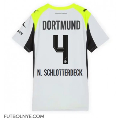 Camiseta Borussia Dortmund Nico Schlotterbeck #4 Visitante Equipación para mujer 2025-26 manga corta Camiseta Borussia Dortmund Nico Schlotterbeck #4 Visitante Equipación para mujer 2025-26 manga corta